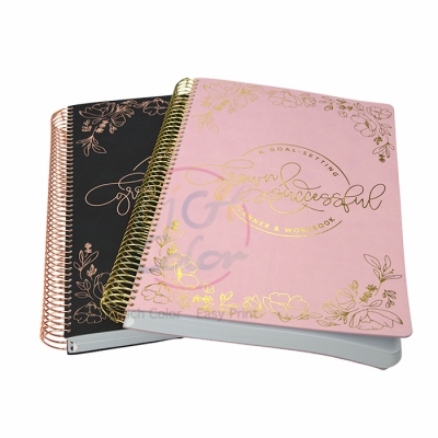 spiral planner workbook with flexible leather cover